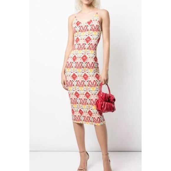 Alice + Olivia Delora Midi Dress Vintage Market Women's Size 0 Spaghetti Strap